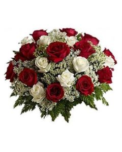 21 RED N WHITE ROSES BUNCH 