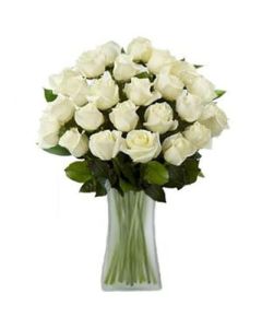 Three Dozen White Roses In Vase  